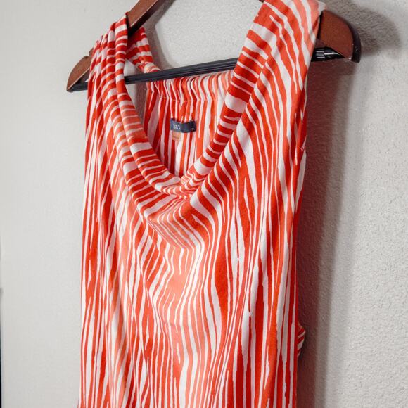 Tart Women’s Top Coral Bold Print Stripe Modal Blend Flowy Draped Minimalist M - Picture 3 of 10